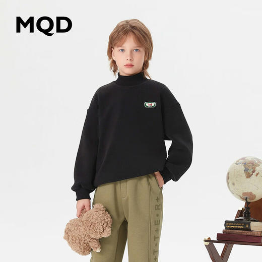 【MQD】童装男大童冬新款基础百搭运动休闲半高领加绒卫衣 商品图0