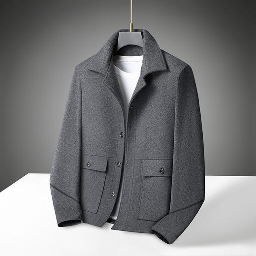 【羊毛】【新款DB】大依优型大码羊毛翻领夹克外套男商务休闲宽松加肥加大码上衣夹克 商品图2