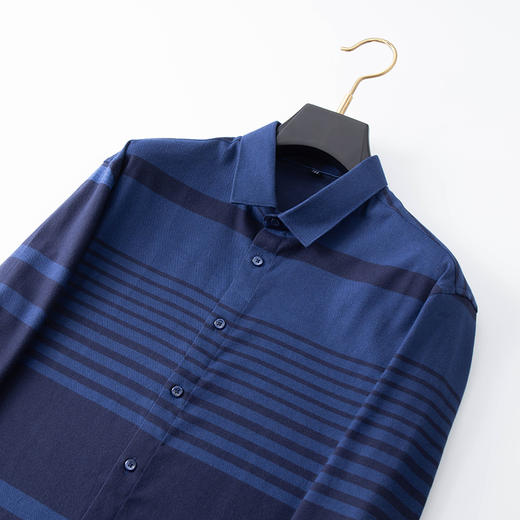 【新款DM】大依优型大码条纹长袖衬衫男宽松加肥加大码男士休闲商务衬衣上衣胖子 商品图4