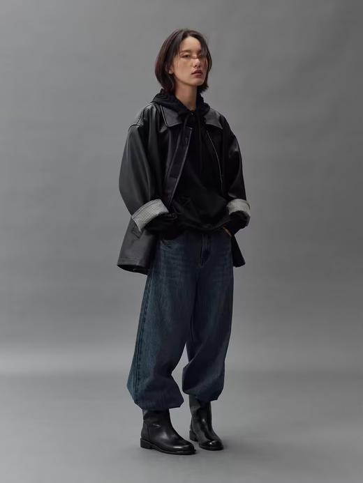 步履不停/4C42083C/美式复古宽松深蓝色牛仔裤 商品图3