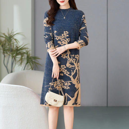 2024新款加厚中长款仿水貂绒毛衣宽松打底连衣裙WWM-WJ2626 商品图2