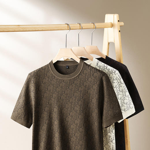 【新款DPF】大依优型毛衣针织短袖背心休闲针织衫毛背心满印字母加肥加大上衣男士胖子大码毛衫t恤打底 商品图2