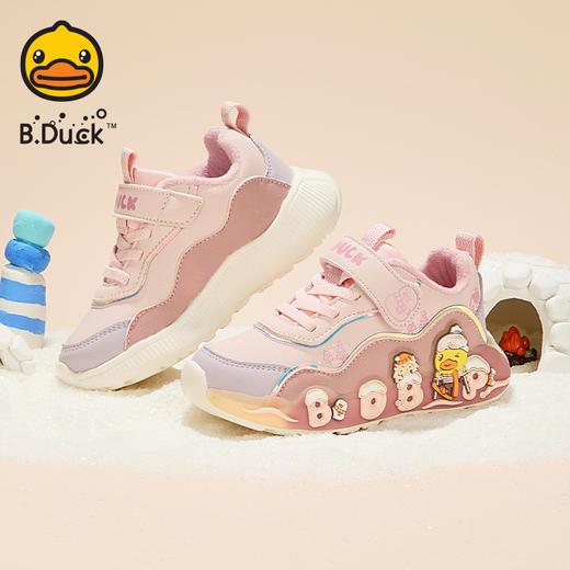 B.Duck小黄鸭童鞋卡通运动鞋冬季保暖防滑休闲鞋24-30 B5586973 商品图4