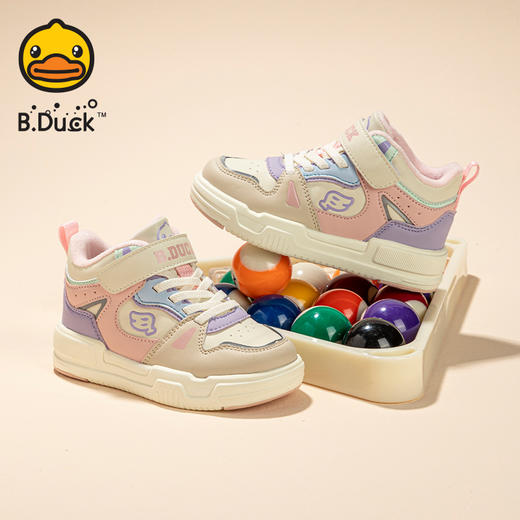 B.Duck小黄鸭童鞋冬季男女童加绒高帮鞋防板鞋26-35 B5586860 商品图4