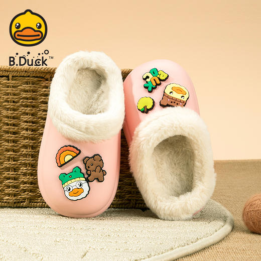 B.Duck小黄鸭童鞋保暖加绒棉拖冬季男女童家居鞋28-36 B1515956 商品图4
