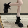 西遇增高马丁靴女新款秋冬机车靴休闲黑色小个子松糕厚底短靴V0047808 商品缩略图2
