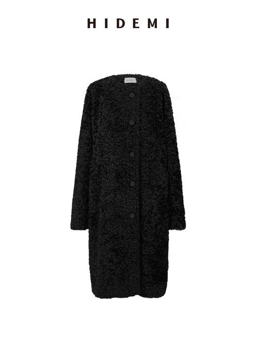 HIDEMI 极简圆领廓形设计感可再生纤维环保皮草毛毛大衣皮衣 商品图8