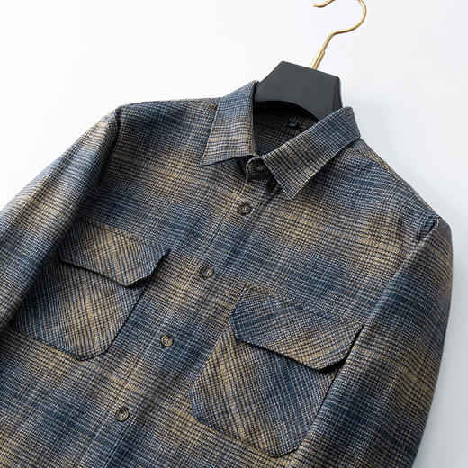 【新款DM】大依优型大码磨毛格子长袖衬衫男宽松加肥加大码男士休闲商务衬衣上衣胖子 商品图11