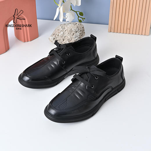 经典鲨2024年秋季新款男士平底舒适正装商务皮鞋KW80-D33061 商品图3