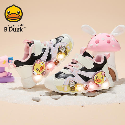 B.Duck小黄鸭童鞋卡通运动鞋冬季男女童保暖亮灯鞋24-30 F5586815 商品图4