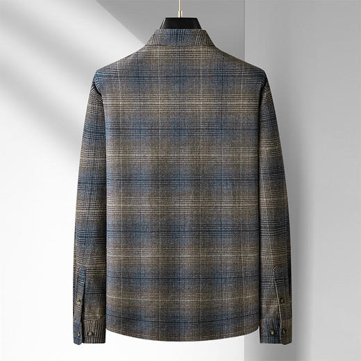 【新款DM】大依优型大码磨毛格子长袖衬衫男宽松加肥加大码男士休闲商务衬衣上衣胖子 商品图2
