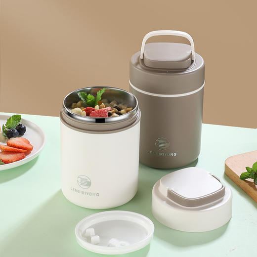 【早餐杯-移动小厨房】304不锈钢早餐杯汤杯礼品 带盖勺便携燕麦杯密封牛奶杯豆浆杯汤罐。ry 商品图2