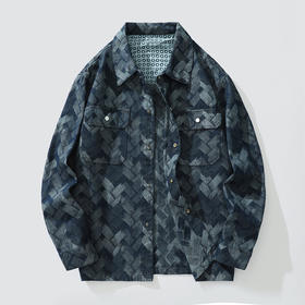 【特大码】【新款DH】大依优型大码翻领牛仔外套夹克加肥加大休闲胖子宽松外套上衣男装潮流