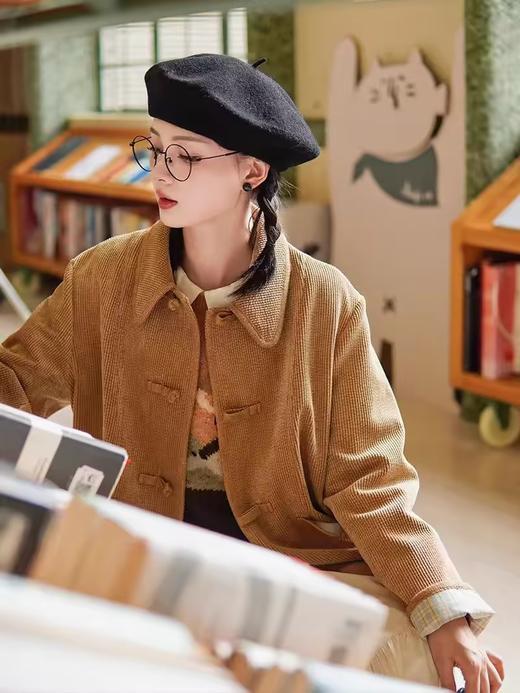 浮生八记/24D148/新中式盘扣设计灯芯绒双口袋外套 商品图1