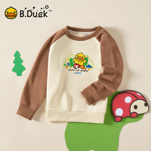 B.Duck小黄鸭童装春秋圆领卫衣男女童插肩袖110-160 BF3508908 商品图4