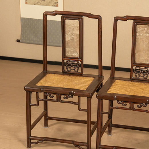 清 红木镶云石靠背椅成堂（一堂四只） 商品图3