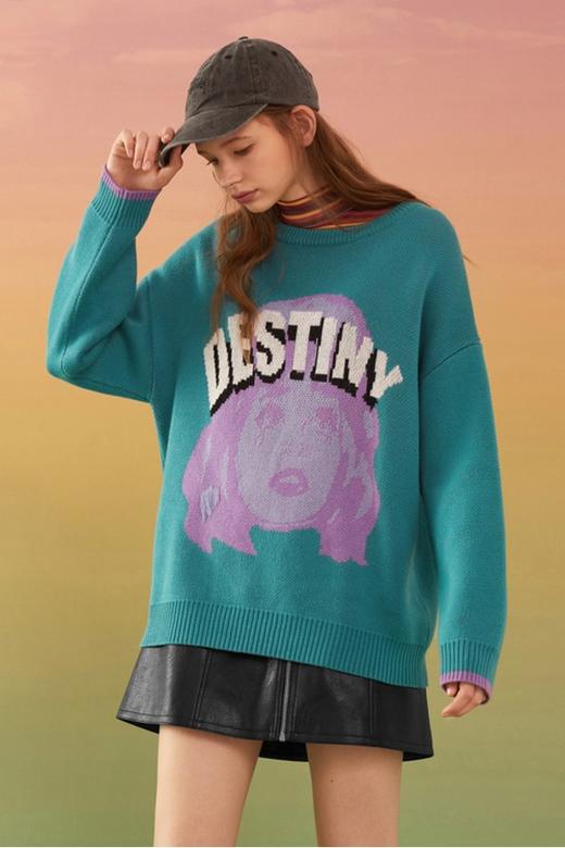 HAYES 湖水蓝人物毛衣 9797 商品图0