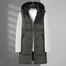 【可拆卸帽】【新款DB】大依优型大码男装连帽棉服马甲中长款棉衣外套棉加肥加大上衣男士背心