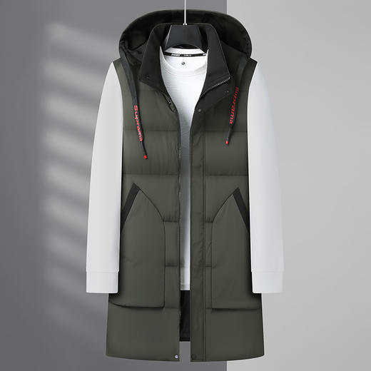 【可拆卸帽】【新款DB】大依优型大码男装连帽棉服马甲中长款棉衣外套棉加肥加大上衣男士背心 商品图0