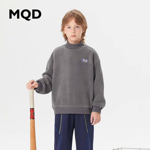 【MQD】童装男大童冬新款基础百搭运动休闲半高领加绒卫衣 商品图0
