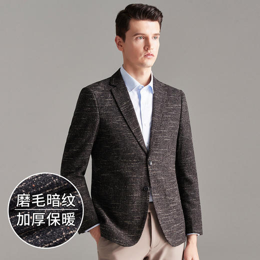 罗蒙秋季西装外套男士正装商务通勤休闲格子小西装单西服外套男 商品图4