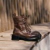 【阿么古纹马皮鞋】英伦风厚底复古马丁靴女系带户外百搭短靴4.2CM 商品缩略图4