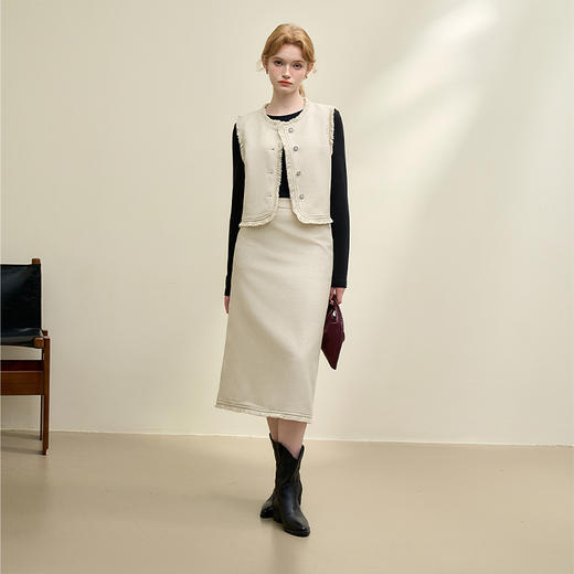 复古优雅小香风流苏半身裙女早春气质高级感半裙V3842701 商品图1