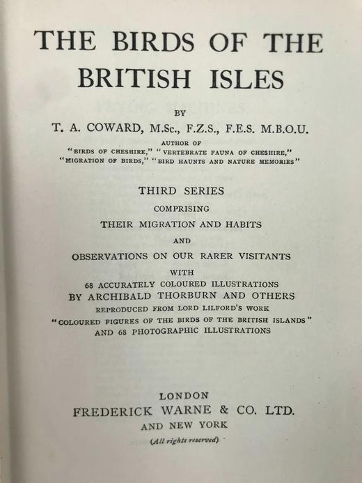 1934年 不列颠群岛鸟类图鉴 68幅彩色与68幅黑白插图 漆布精装36开 商品图4