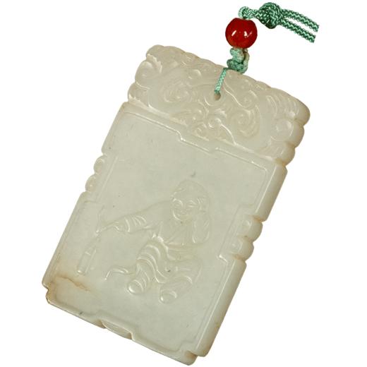 清 玉雕竹报平安牌挂饰 商品图5