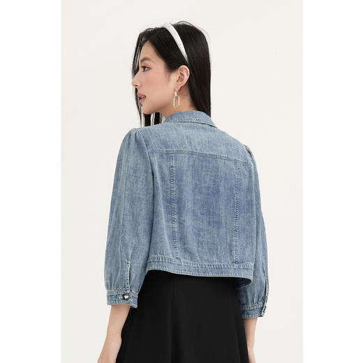 【商场同款】诗凡黎翻领纯棉好看牛仔短外套2024夏新款3F4510311 商品图4