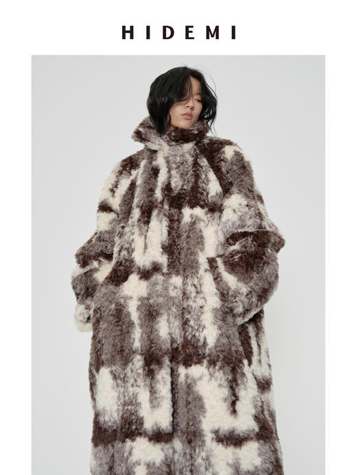HIDEMI进口可再生纤维环保皮草特殊染色工艺大翻领加厚款毛毛长款浴袍感大衣皮衣 商品图10