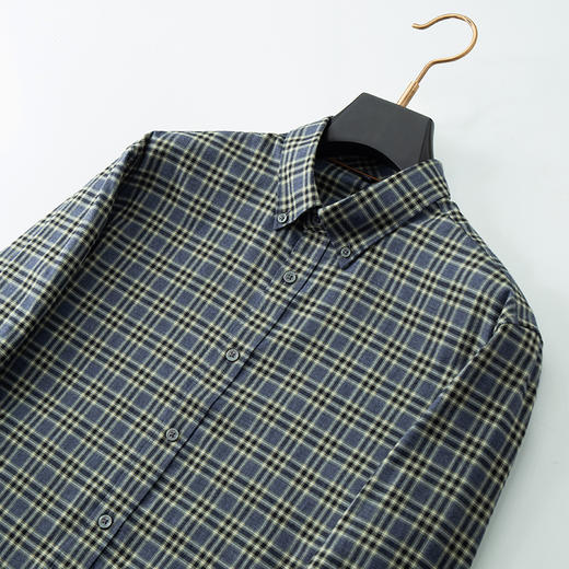 【100%棉】【新款DM】大依优型大码纯棉磨毛格子长袖衬衫男宽松加肥加大码男士休闲商务衬衣上衣胖子 商品图11