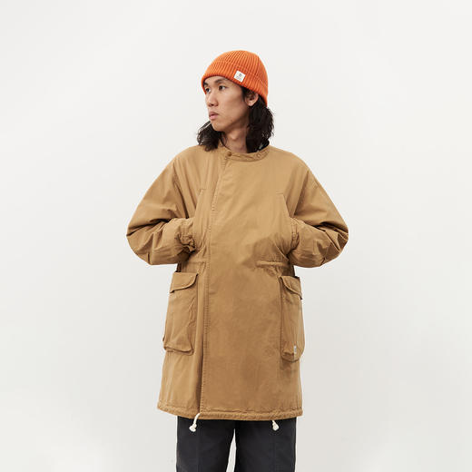 吃茶去chichaqu24秋冬立领中长风衣斜襟外套M51棉服复古全棉 商品图1