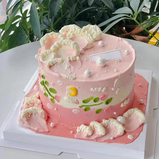 【粉色海洋】歌中的那片浪漫海洋-水果夹心生日蛋糕 商品图0
