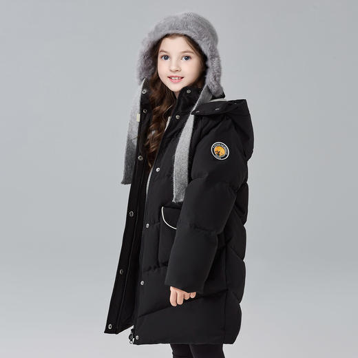 笛莎女童羽绒服2024冬季新款连帽中长款羽绒服 商品图1
