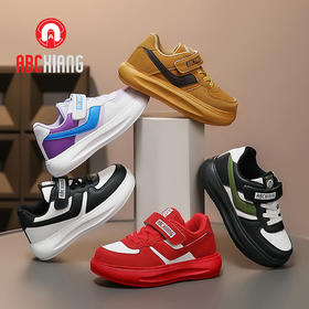 ABCkids大童鞋儿童秋冬全皮面网面男童低帮运动休闲小板鞋轻便舒适