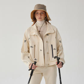 谜底立领夹克女2024冬季新品休闲工装风刺绣个性短外套244MW1647