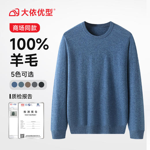 【100%羊毛】【新款DX】大依优型大码男装纯羊毛衫毛衣针织套头圆领打底衫加肥加大男士 商品图6
