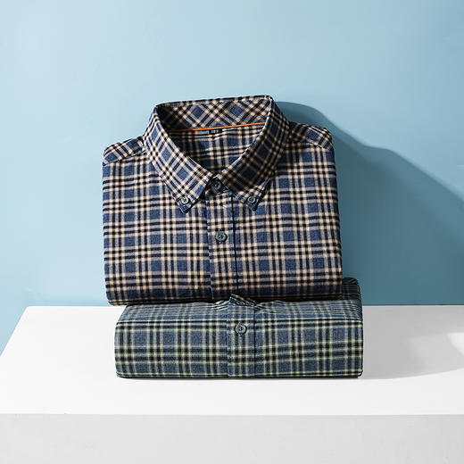 【100%棉】【新款DM】大依优型大码纯棉磨毛格子长袖衬衫男宽松加肥加大码男士休闲商务衬衣上衣胖子 商品图9