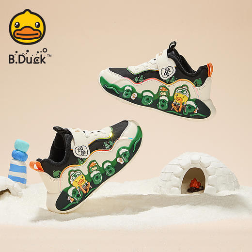 B.Duck小黄鸭童鞋卡通运动鞋冬季保暖防滑休闲鞋24-30 B5586973 商品图3