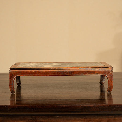 清早期 黄花梨镶云石马蹄腿案上几摆件 商品图0