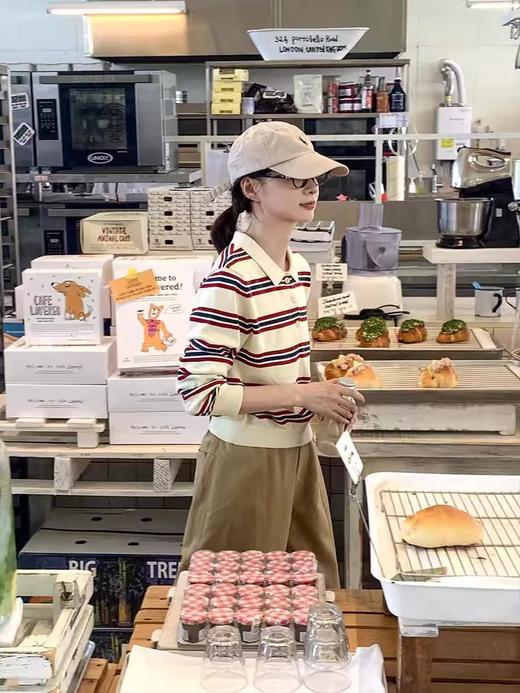 浮生八记/24C086/复古经典条纹书卷气文艺polo衫条纹针织 商品图2