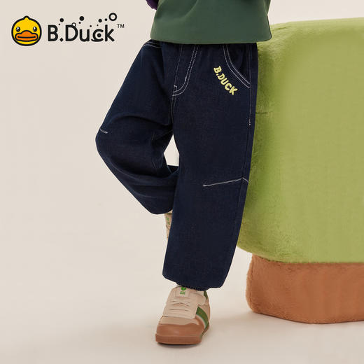 B.Duck小黄鸭童装束脚磨毛牛仔长裤冬季男童休闲长裤105-140 BF5571016 商品图4