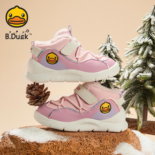B.Duck小黄鸭童鞋冬季男女童高帮运动鞋保暖棉鞋26-30 B5586854 商品图3