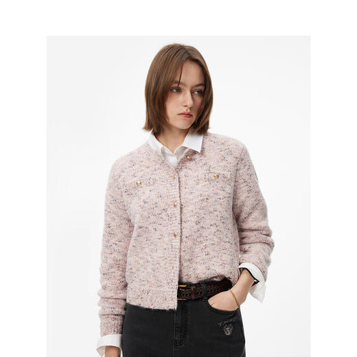 Teenie Weenie小熊简约毛针织开衫女冬季女毛衫TTCK244V01W 商品图0