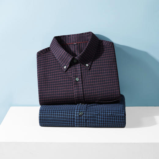 【新款DM】大依优型大码磨毛格子长袖衬衫男宽松加肥加大码男士休闲商务衬衣上衣胖子 商品图9