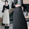 简约西装直筒包臀裙2024秋季新款修身开叉A字半身裙配腰带中长裙💕 商品缩略图0
