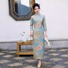 花开富贵晕染修身，云岚绒印花长款旗袍SJT698 商品缩略图2
