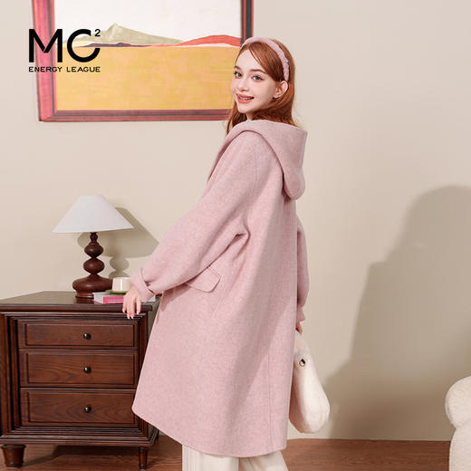 女装连帽布包牛角扣款全羊毛双面呢外套-651F4242003 商品图3