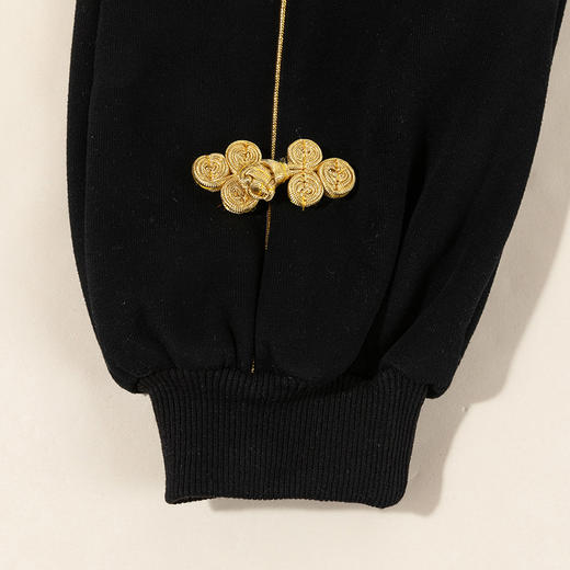 贝贝怡国潮贴布绣秋冬新款男童加绒保暖套装男宝百搭卫衣卫裤拜年服ZB3DT099 商品图9